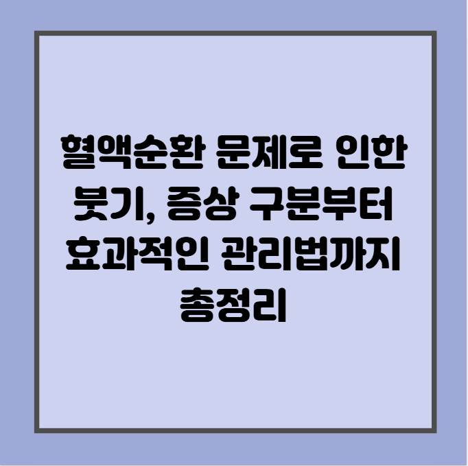 혈액순환 문제로 인한 붓기, 증상 구분부터 효과적인 관리법까지 총정리