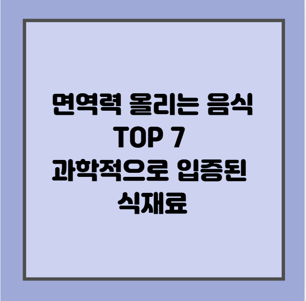 면역력 올리는 음식 TOP 7 – 과학적으로 입증된 식재료