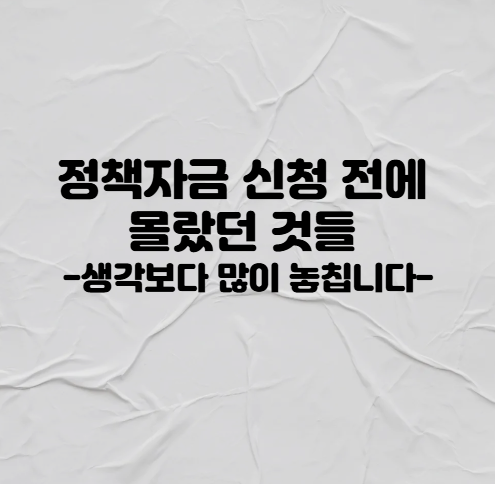 정책자금 신청 전에 몰랐던 것들 (생각보다 많이 놓칩니다)